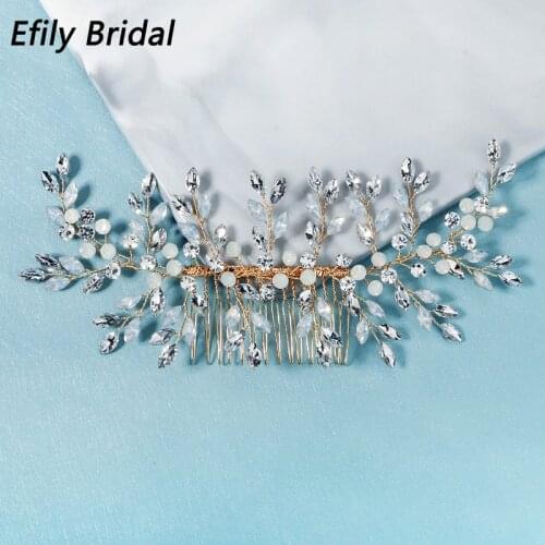 Efily Bridal Wedding Hair Accessories Handmade Crystal Hair Combs for Women Headwear Bride Headpiece Bridesmaid Gift Jewelry