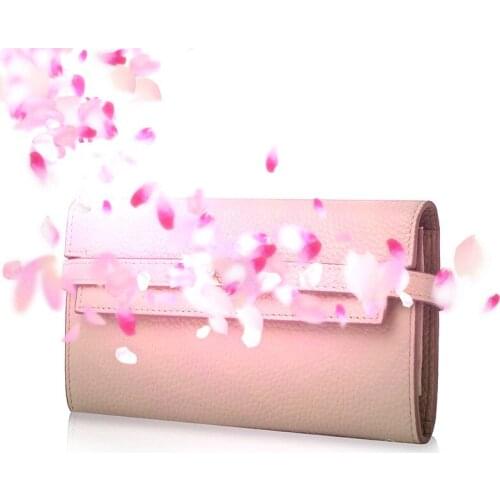 European and American Fashion Classic Lychee Pattern Full First Layer Cowhide Clutch Bag Lady Leather Long Wallet Wallet