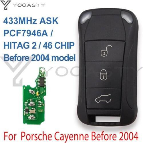 YOCASTY 4 Buttons Flip Remote Car Key Fob For 2002 2003 Porsche Cayenne 315 433 MHz PCF7946A With Panic