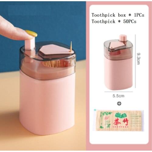 Toothpick Box Fruit Sticker Automatic Pop-Up Press Toothpick Cylinder Jar Toothpick Cylinder