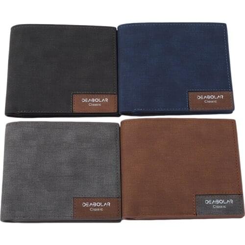 Mens Wallet Money Bag Solid Color Leather Business Short Wallet Famous Vintage Male Wallets Purse Dropshipping