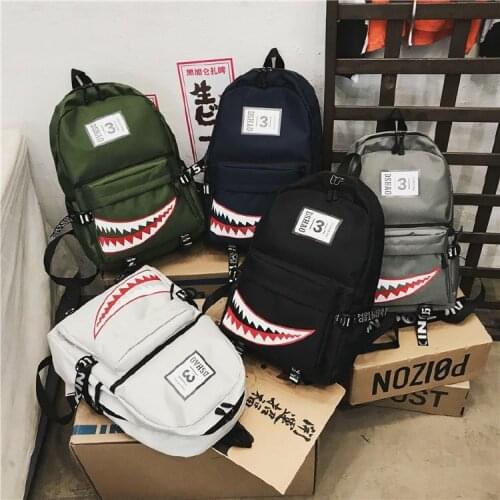 Shark Mouth Cartoon Fashion Casual School Backpack Travel Camp Business Nylon Bookbags Roomy Shoulders Bags