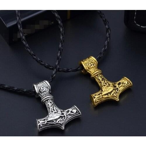 Mens Necklace Women fashion Thor Hammer Pendant Necklace Mjolnir Norse Slavic Axe Retro Gothic Gifts For Men Punk Jewelry
