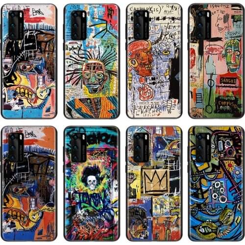 Jean Michel Basquiat Art Graffiti For Huawei P50 P40 P30 P20 Pro Plus P10 P9 P8 Lite RU E Mini 2019 2017 Black Soft Phone Case