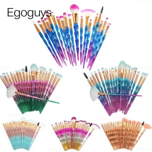 20PCS Professional Gradient Diamond Makeup Brushes Set Eye Shadow Foundation Powder Eyeliner Eyelash Cosmetic Brush Beauty Tools