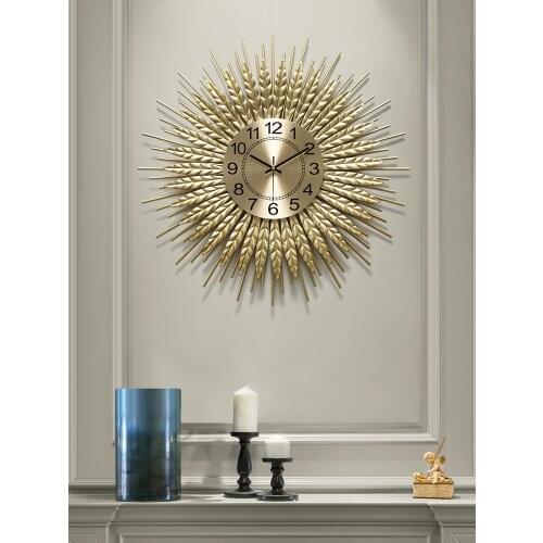 Nordic Wrought Iron Wheat Ear Sunflower Wall Clocks Home room 3D Wall Mural Ornaments Restaurant Wall Sticker Decoration Crafts