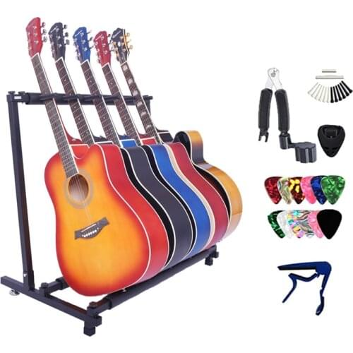 Multiple Guitar Stand 5 Holder Foldable Guitar Display Portable Multi Guitar Holder With Non-slip Rubber Padding Guitar Rack