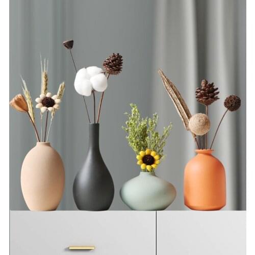 Nordic Morandi Ceramic Vase Sculpture Ornaments Living Room Flower Arrangement Container Dried Vases Home Decoration Accessories