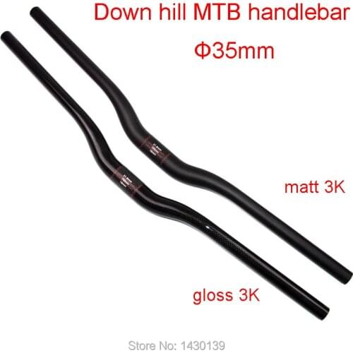 Newest Downhill bicycle 3K UD full carbon fibre handlebar carbon Down hill Mountain bike rise handlebars 35*720-820mm Free ship