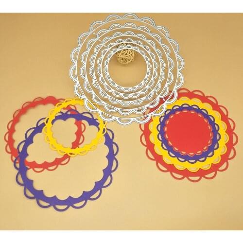 New 5-layer round lace photo frame metal cutting mold decoration DIY scrapbook steel craft die-cut embossing paper card template