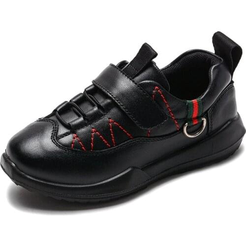 Upbelaa Spring And Autumn New Velcro Boys Leather Shoes British Style Classic Casual Shoes Children Leather Shoes