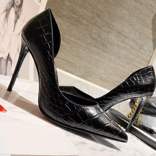Sexy Pointed Toes High Heels Pumps Genuine Leather Womens Shoes Fashion Brand Pumps For Woman 2021 New Shoes Plus Size 34-42