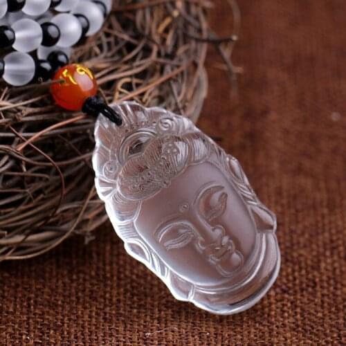 A genuine natural white crystal pendant jewelry and cast Guanyin peace symbol evil spirits transfer body