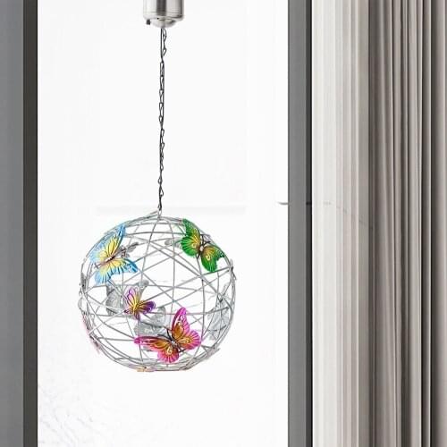 Solar Butterfly Ball Lamp Pendant Luminous Outdoor Waterproof Garden Coutrtyard Landscape Pathway Home Ornament