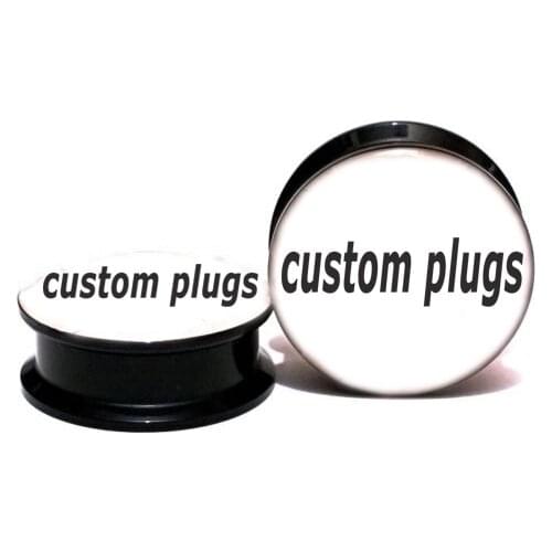 Wholesale 60pcs/lot black acrylic optional design custom made ear plug gauges expander tunnel body jewelry mix 6mm-25mm