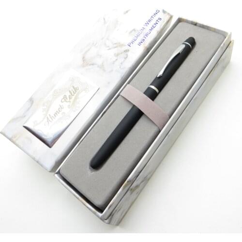 Wings Marble R231 Pastel Black Chrome Touch Roller Pen | İsme Special Pen | Gift Pen
