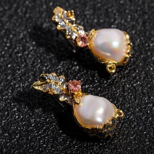 Pearl earrings with original jewelry design baroque S925 silver handmade custom jewelry earrings