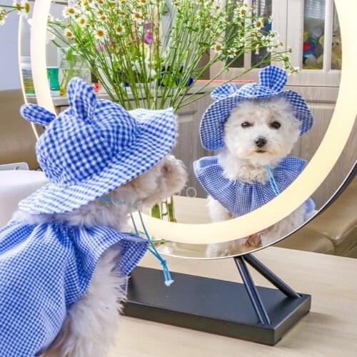 Dog Sun Hat Summer Cute Dog Princess Hat Lovely Lattice Dogs Cap Adjustable Puppy Yorkshire Kitten Hats Pet Accessories