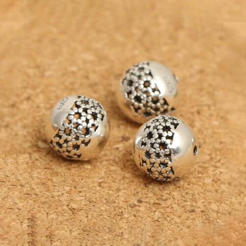 2021 JewelryThailand 925 Sterling Silver Beads Making Bulk Round Hollow10mm Plum Blossom Beaded Exotic Accessories