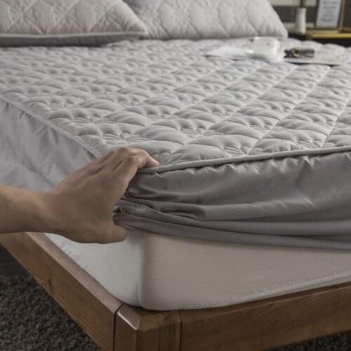Thicken Quilted Mattress Cover King Queen Quilted Bed Fitted Bed Pad Anti-Bacteria Bed Mattress Topper Sheet Air-Permeable