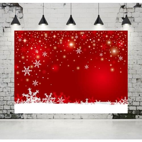 VinylBDS Christmas Snowflake Photography Backdrop Red and White Photo Studio Children Backgrounds for Family Hoilday Props
