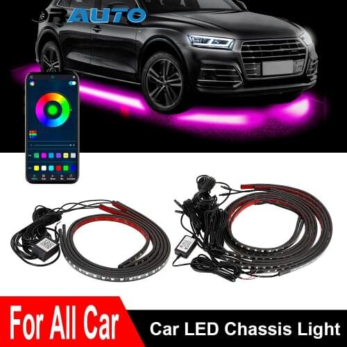 APP Control Waterproof RGB Multicolor LED Strip Car UnderglowLED Light Universal Car Chassis Neon Atmosphere Light