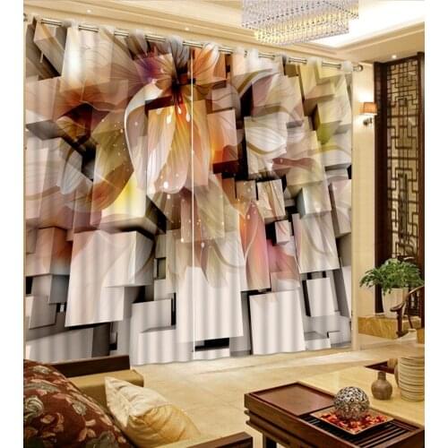 Blackout curtain 3D Window Curtain Dinosaur print Luxury Blackout For Living Room lily curtains flower curtain