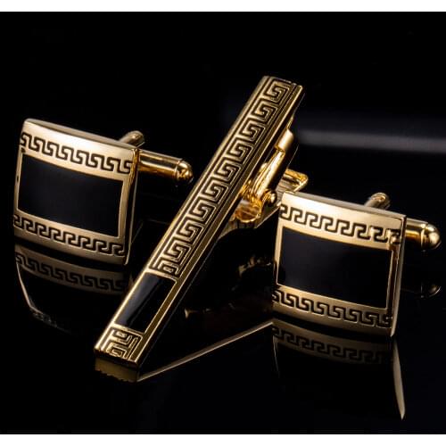 High Quality Cufflinks Necktie Clip For Tie Pin For Mens Gift Classic Pattern Tie Bar Cufflinks Tie Clip Set Men Jewelry TZ-407