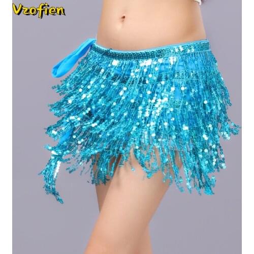 Women Belly Dance Belt Costumes Sequins Tassel Belly Dance Hip Scarf Indian Dance Performance Wear Adult Belly Dancing Wear