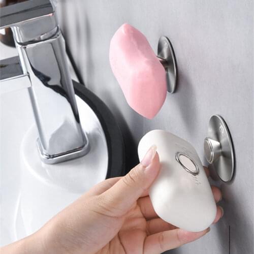 1pc Creative Non-perforated Bathroom Magnetic Soap Holder Toilet Wall Hanging Soap Soap Storage Storage Drain Rack new
