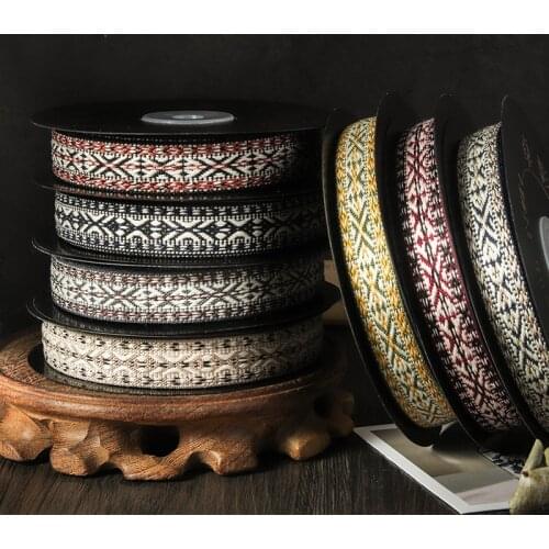 10 yards 15mm Retro Ethnic Style Colorful Stripes Ribbons Diy Hair Accessories Bag Clothing Decorative Material Ribbon