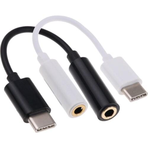 100pcs/lot Type c White Black Male to 3.5MM Jake Female Audio Adapter Aux Converter adapter for samsung s8 for lg g5