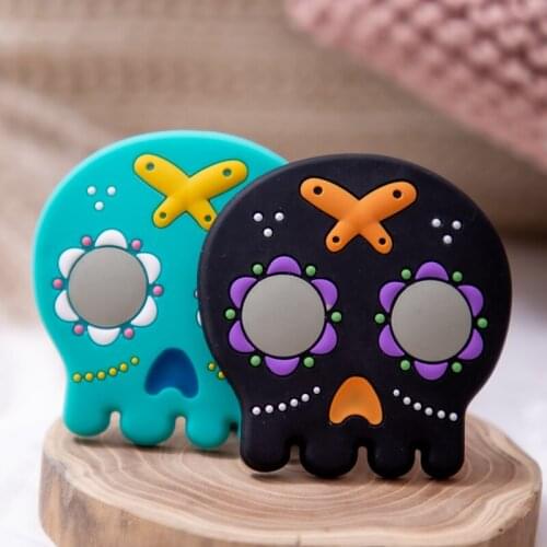 Bite Bites 12PCS/6PCS Silicone Baby Food Grade Halloween Pumpkin Skull DIY Silicone Teether Baby Toys Silicone Teething Toys