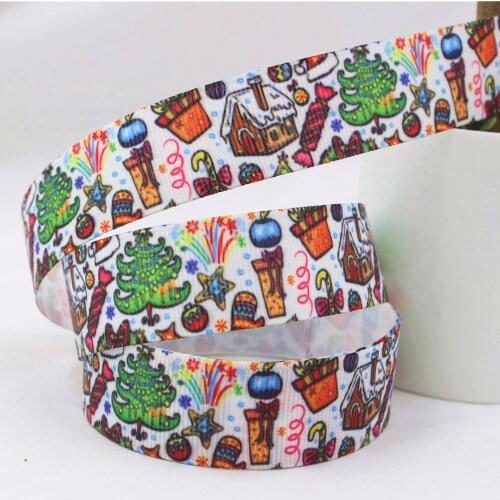 16105X101 , 22MM Christmas series Printed grosgrain ribbon, DIY handmadeHair accessories Material wedding gift wrap