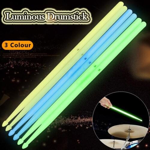 2pcs Noctilucent 5A Nylon Drum Sticks Luminous Colorful Glow Drumsticks Night Stage Performance Percussion Part Accessories