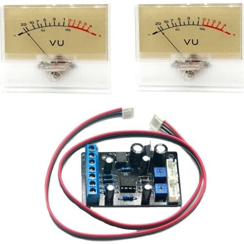 2pcs T-90 VU Meter DB Level Header Chassis Backlight w/ 1pcs TA7318P VU Meter Driver Board