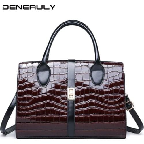 2019 Large Crocodile Leather Bags Vintage Stone Top-handle Bag High Capacity Crossbody Bags For Women Luxury Designer Handbags