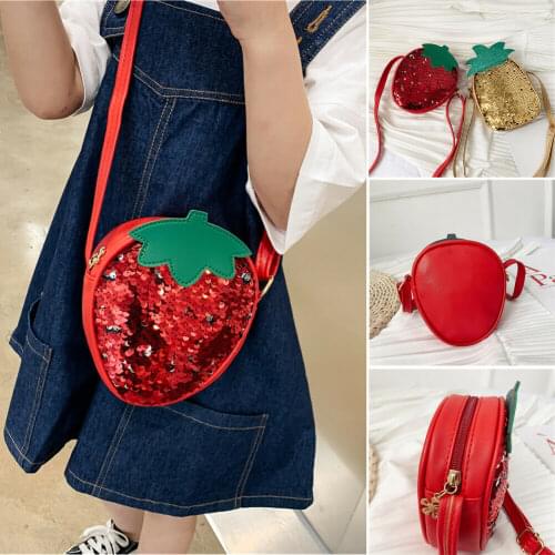 2020 Baby Accessories Strawberry Pineapple Sequin Cross Bags Children Kid Girls Bling Bling Shoulder Messenger Fruit Bags Gifts