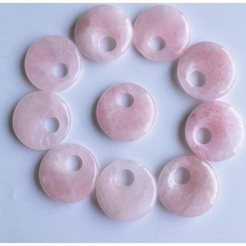 2020 New fashion natural pink stone gogo donut charms pendants beads for necklace Bracelet jewelry making Wholesale 10pcs/lot
