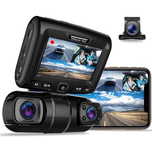 3 Channel Front/Rear/Cabin Car DVR 3 Inch LCD Screen Dash Cam Video Recorder 3 Lens Sony Sensor Infrared Night Vision WiFi/ADAS
