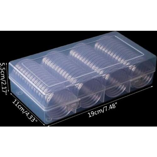60 Pcs Clear Round 41mm Direct Fit Coin Capsules Holder Display Collection Case With Storage Box For 1 oz American Silver 85LA