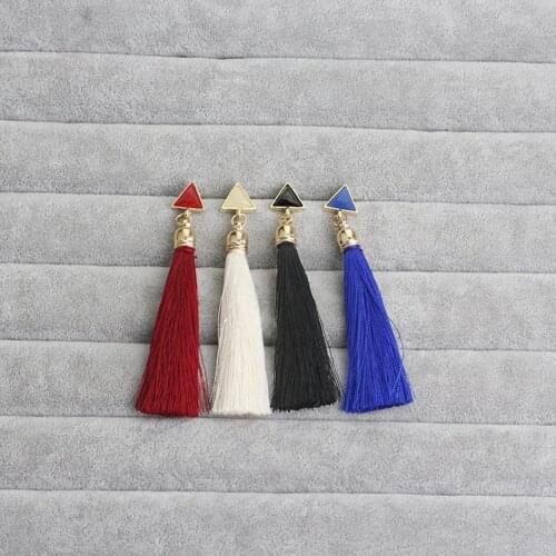 Hot Sale Bohemian Crystal Long Tassel Earrings Black Blue Red Pink Silk Fabric Drop Dangle Earrings Women Jewelry 2020