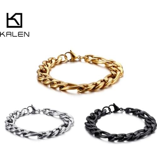 KALEN Fashion Length Link Chain Necklaces Bracelets For Men High Polished Stainless Steel Charm Armbänder Men Jewelry