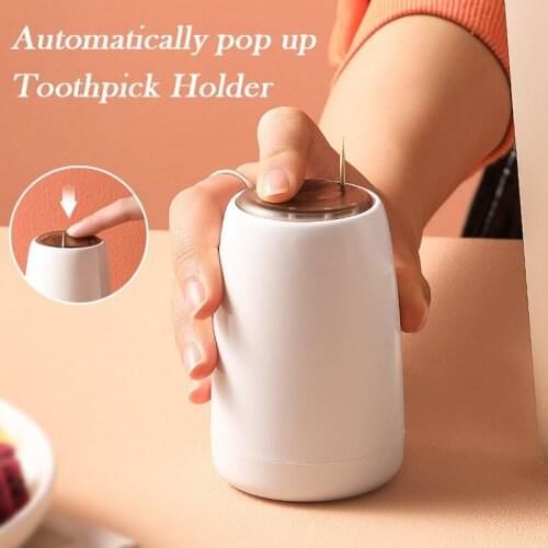 Toothpick Dispenser Semi-Automatic Pop out Toothpick Plastic Container Holder Storage Box with Visible Window for Table Home