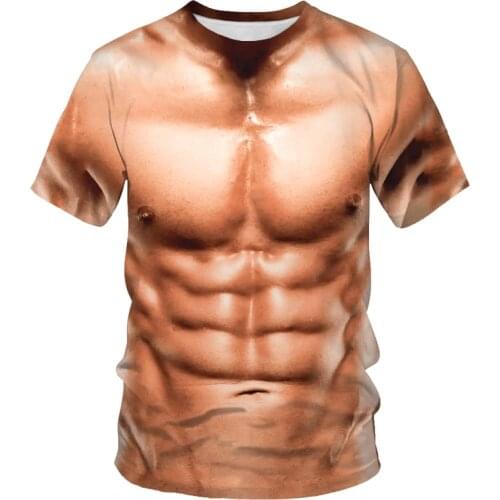 Muscle 3D printing fashion T-shirt for men and women couples Muscle style streetwear loose and comfortable fabric O-neck mens T