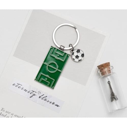Soccer Keychain Glass Ball Pendant Top Keyrings Double Side Ball Jewelry National Football Lover Gift Stadium Fashion Keychain