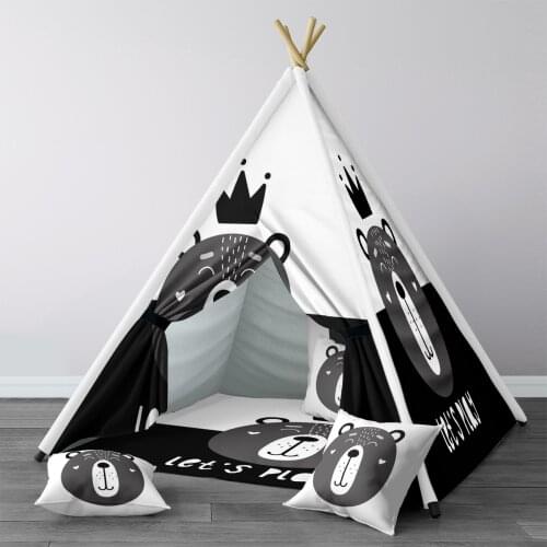 Play Tent for Kids Wigwam Portable Indoor Playground Tents Children Bedrooms Black Bear King Model 1372