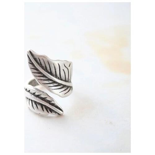 Kinitial 1PCS Adjustable Wide leaf Ring Boho Bague Antique leaf Ring Leaves Rings for Women Fashionable Knuckle anillos Jewelry