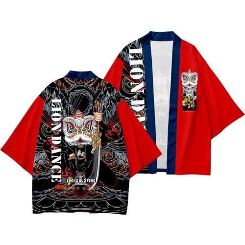 Summer Printed Japanese Style Vintage Kimono Haori Pants Set Men Traditional Harajuku Streetwear Samurai Cardigan Costume Yukata