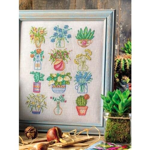 Small potted flowers 31-39 Cross Stitch Kit Packages Counted Cross-Stitching Kits Cross stich Painting Set